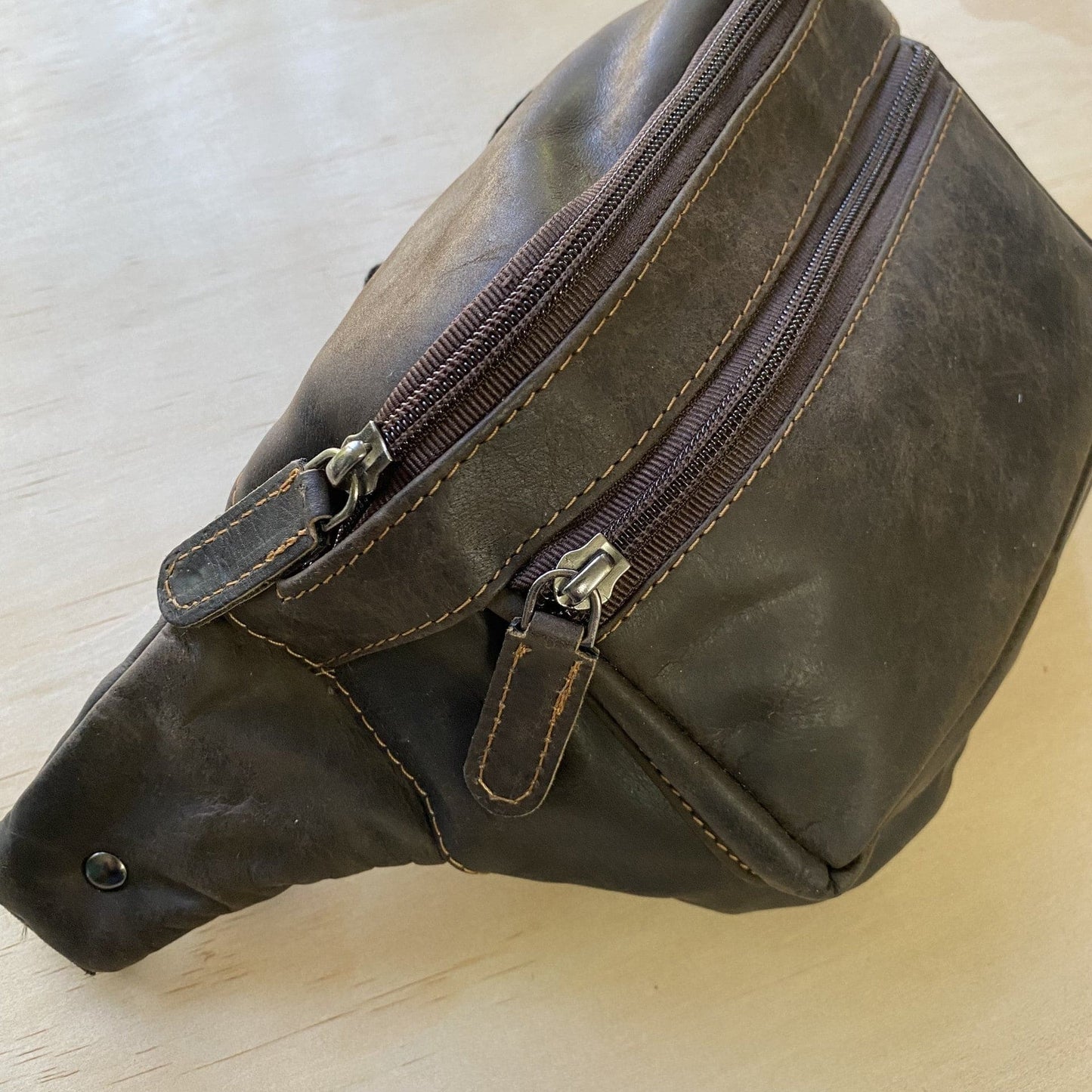 Leather Bum Bag Dark Brown - KALGHI