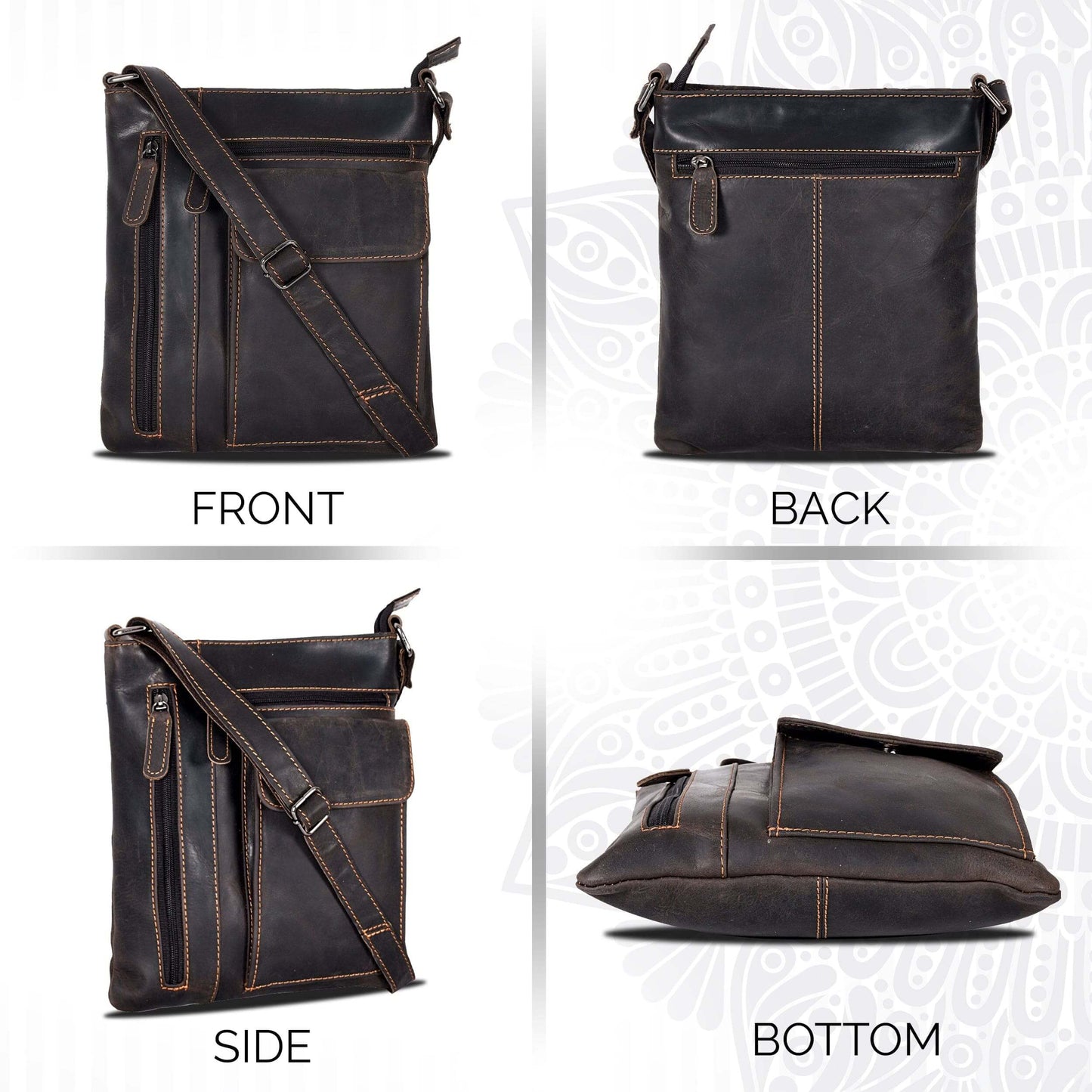 KALGHI Cross Body Bag Ladies Cross Body Leather Bag Brown