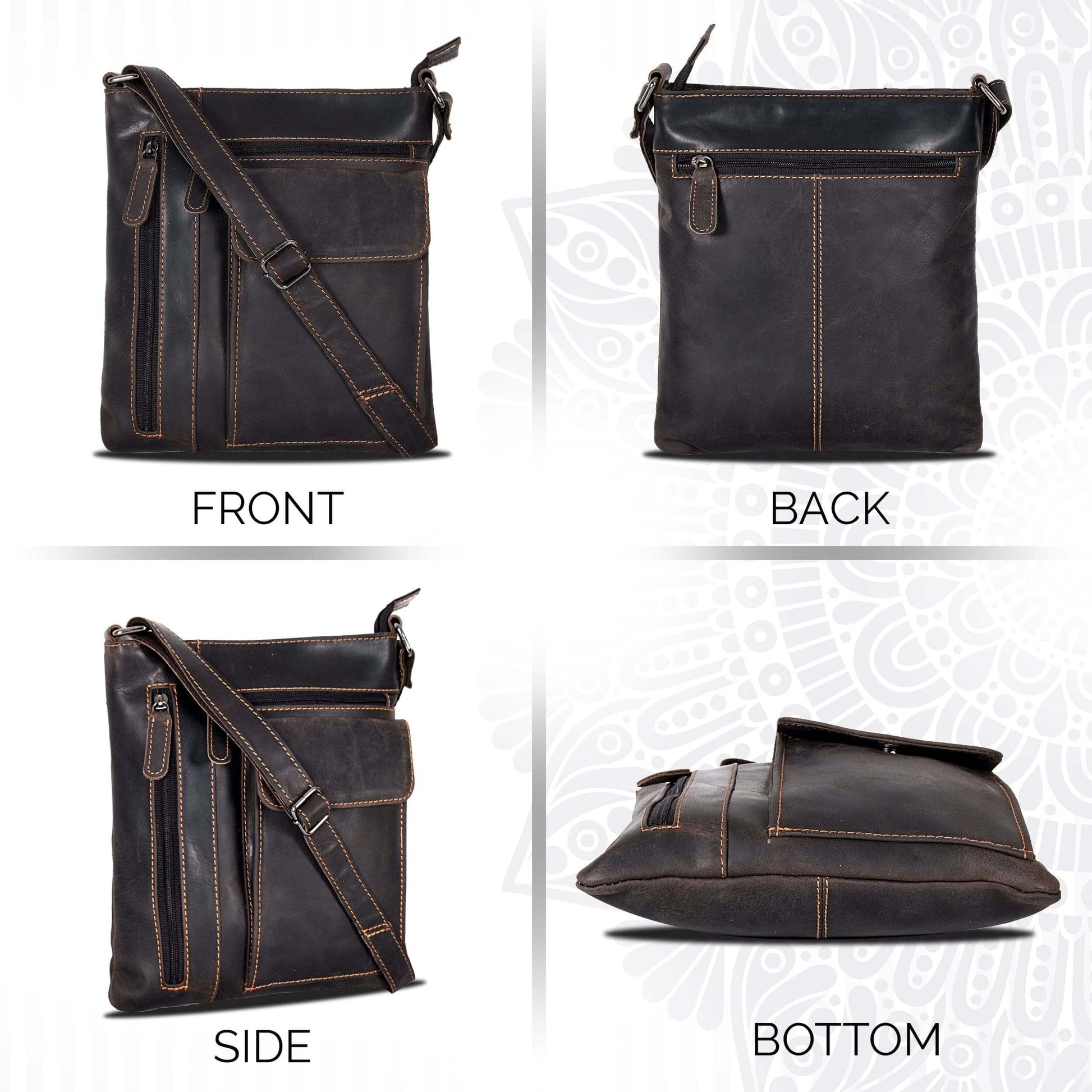 KALGHI Cross Body Bag Ladies Cross Body Leather Bag Brown