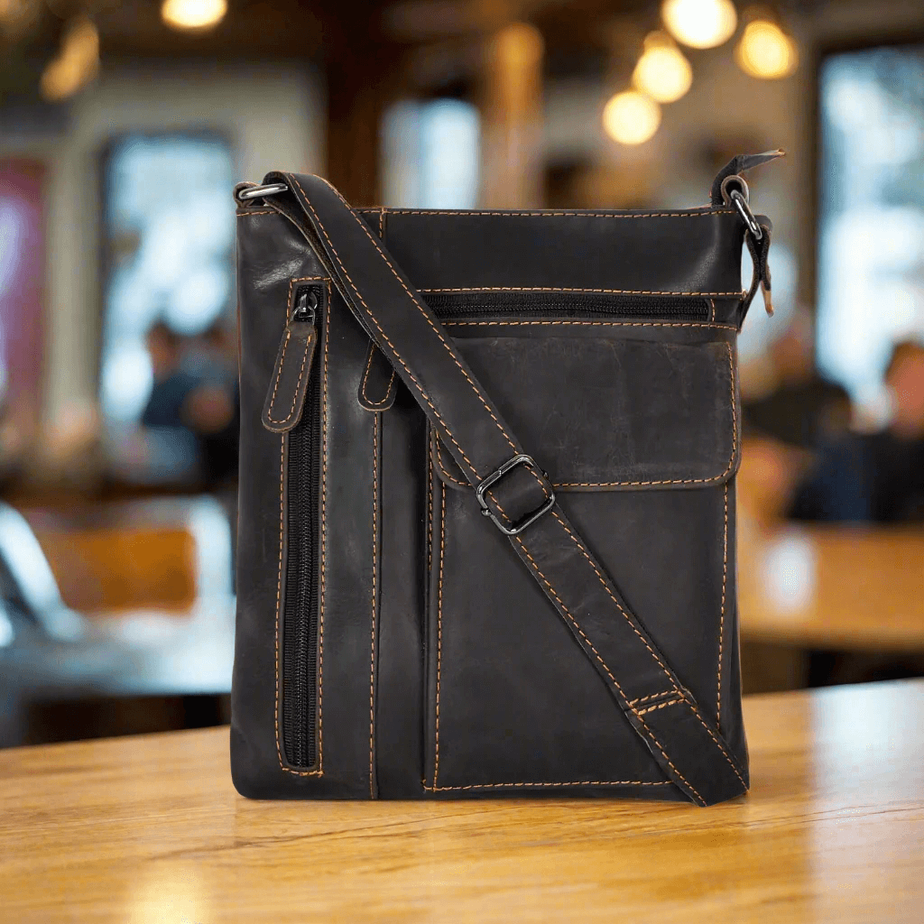 KALGHI Cross Body Bag Ladies Cross Body Leather Bag Brown