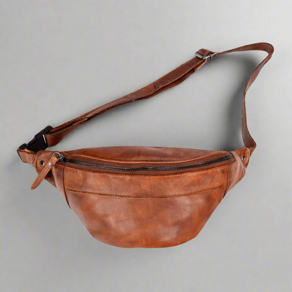 KALGHI Fanny Packs Cognac Womens Leather Waist Bag | Fanny Pack