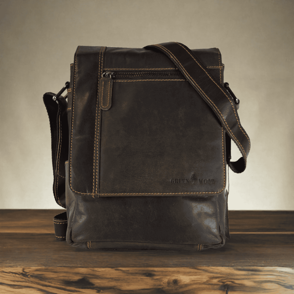 Leather Messenger Bag - Dark Brown
