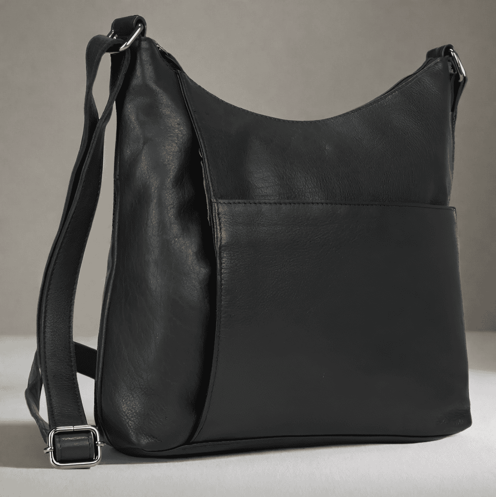 Black Leather Shoulder Bag Leena