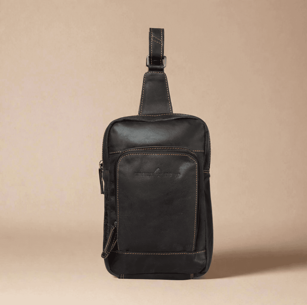 Leather Crossbody Bag-Dark Brown