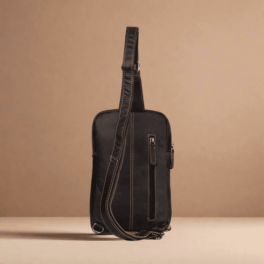 Leather Crossbody Bag-Dark Brown