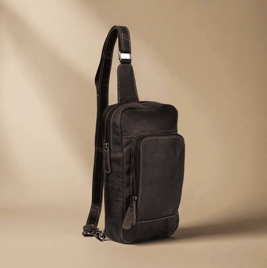 Leather Crossbody Bag-Dark Brown