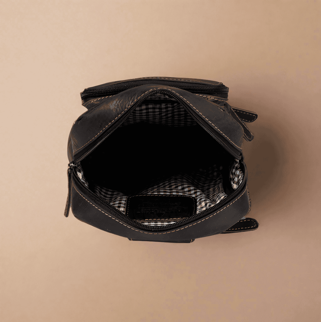 Leather Crossbody Bag-Dark Brown