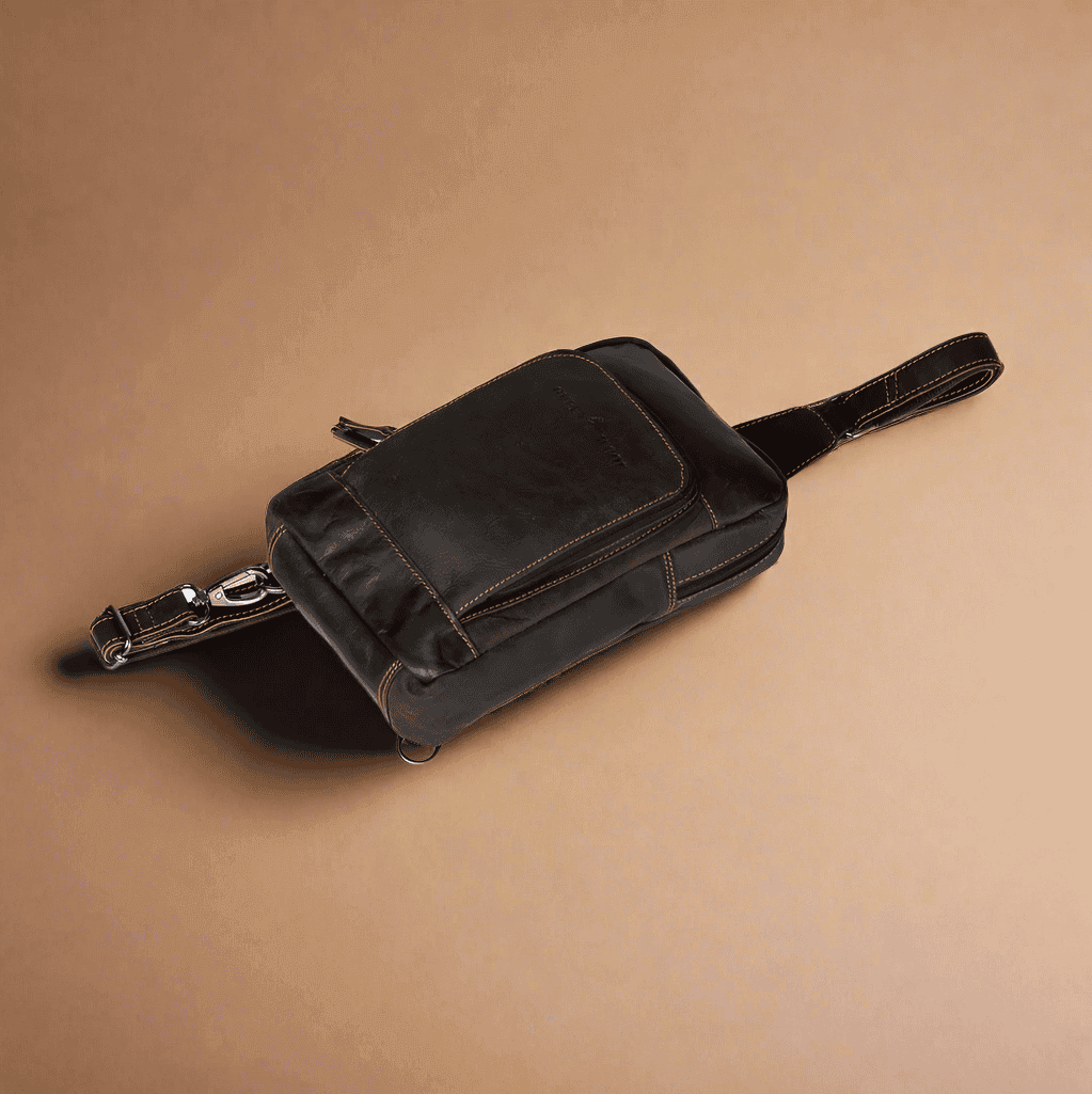 Leather Crossbody Bag-Dark Brown