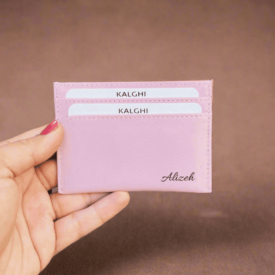 Leather Card Holder Pastel Pink