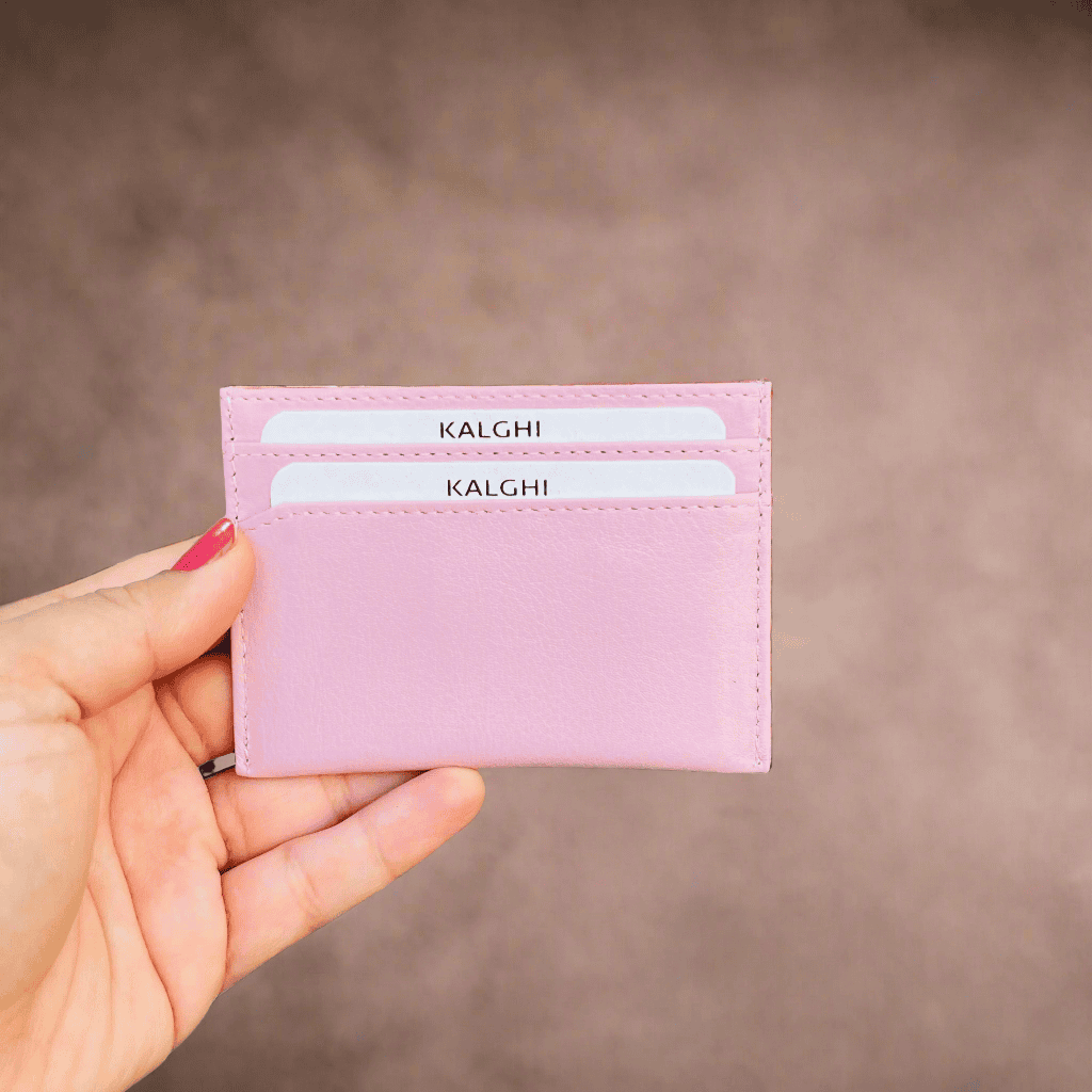 Leather Card Holder Pastel Pink
