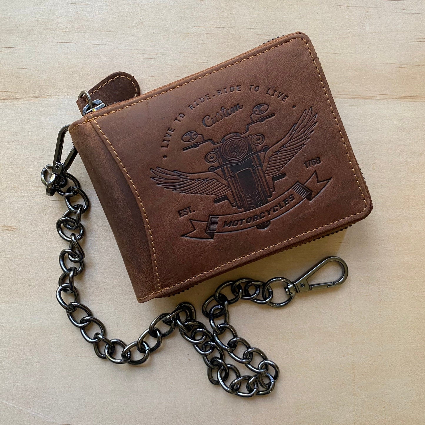 Riders Zip Around Brown Leather Men Wallet - KALGHI - KALGHI LEATHER