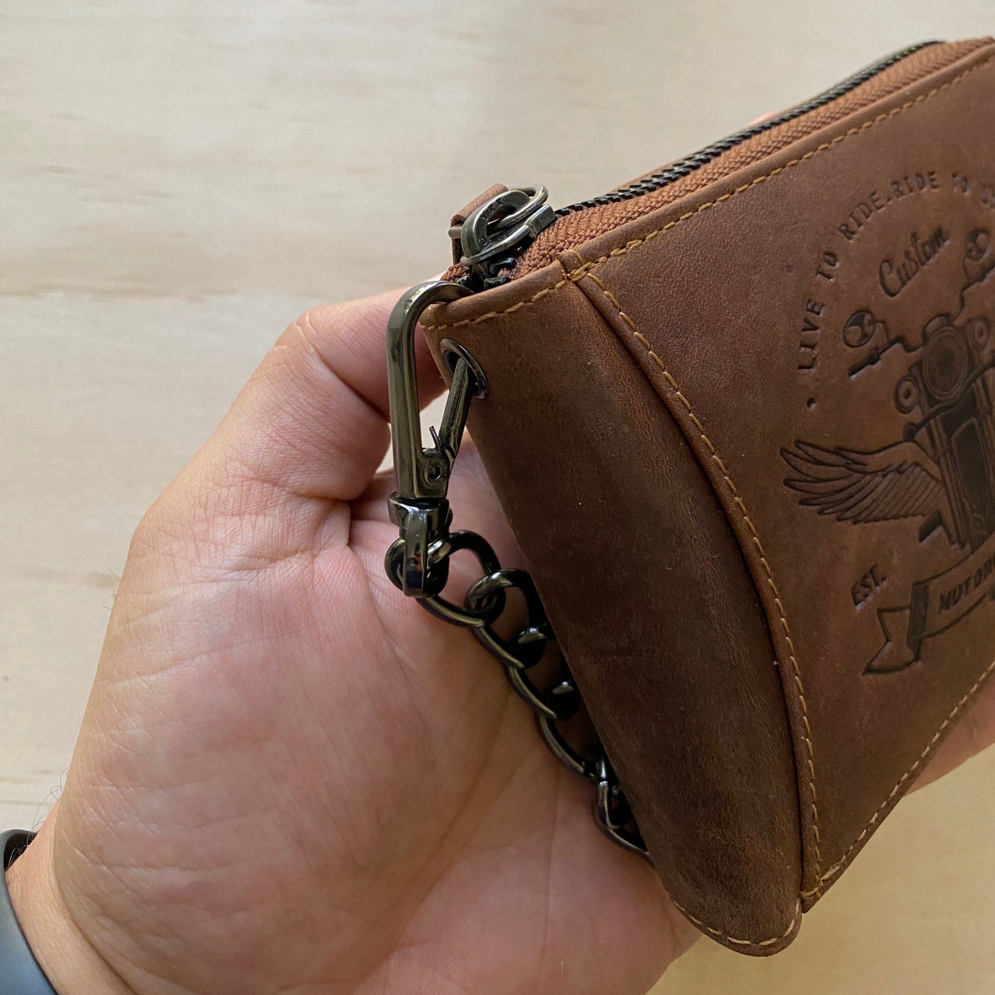 Riders Zip Around Brown Leather Men Wallet - KALGHI