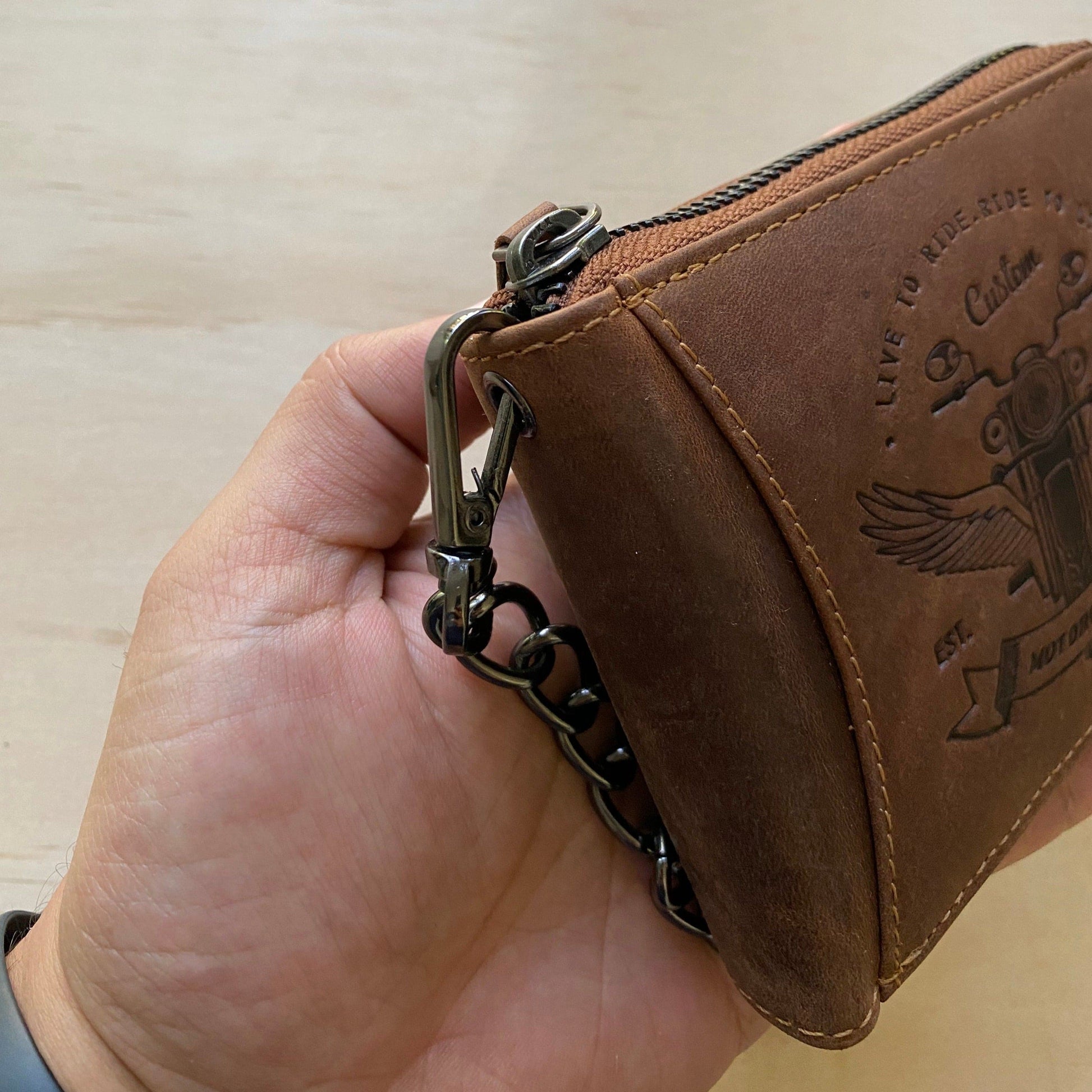 Riders Zip Around Brown Leather Men Wallet - KALGHI - KALGHI LEATHER