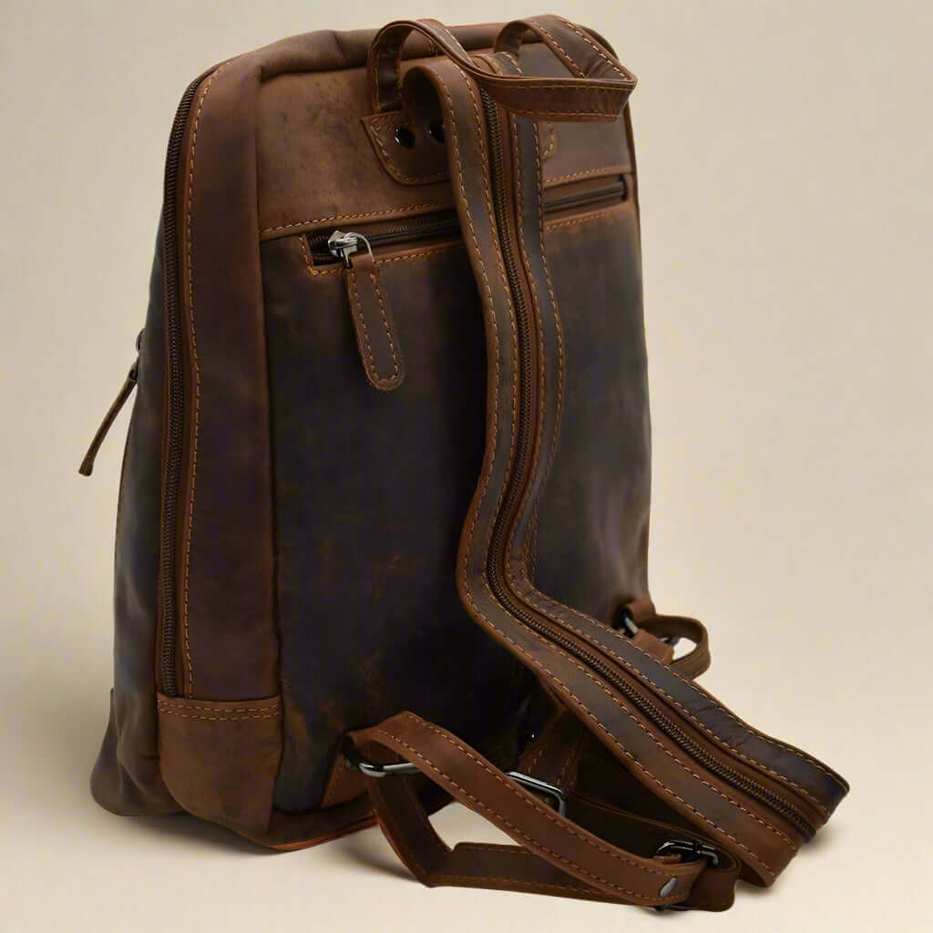 Leather Backpack Sandal Mia- Wax Pull-up Leather