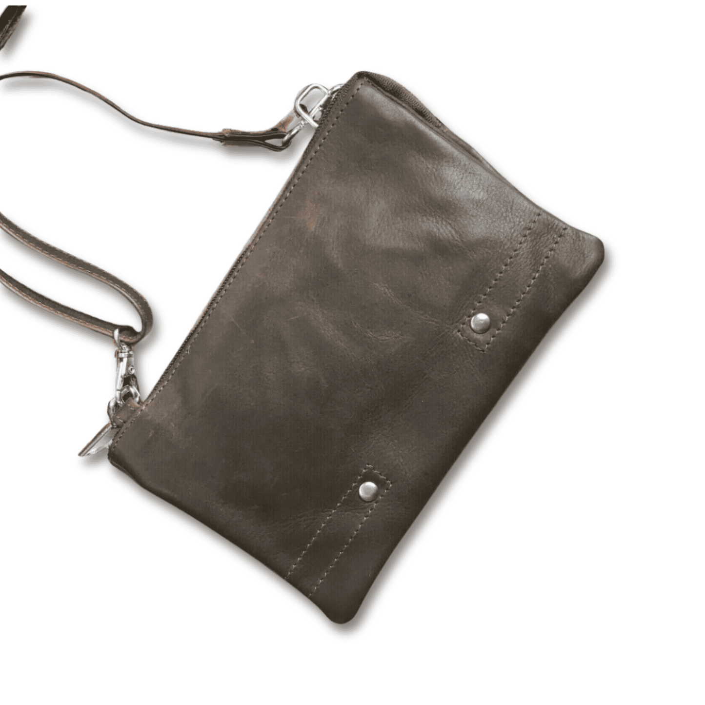 Brown leather crossbody sling bag