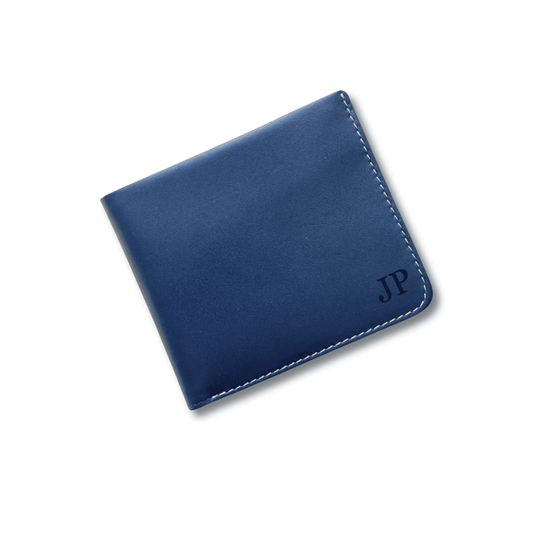 Leather men Wallet navy blue