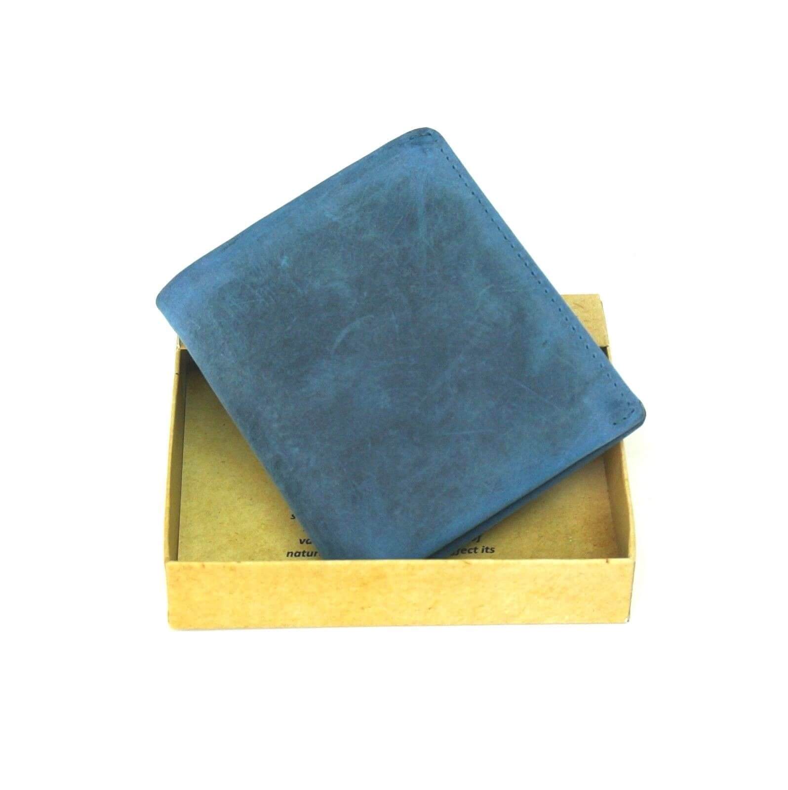 Personalised Minimalist Leather Wallet- BLUE - KALGHI LEATHER