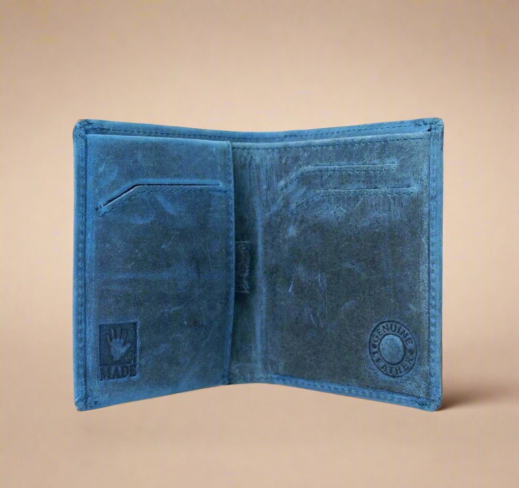 Personalised Minimalist Leather Wallet- BLUE WALLET Hyde Mebourne   