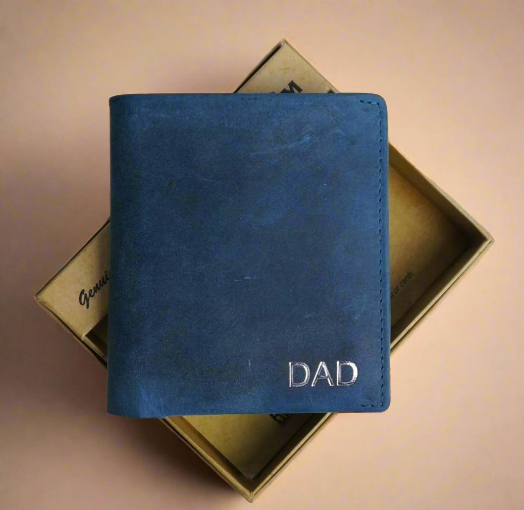 Personalised Minimalist Leather Wallet- BLUE WALLET Hyde Mebourne   