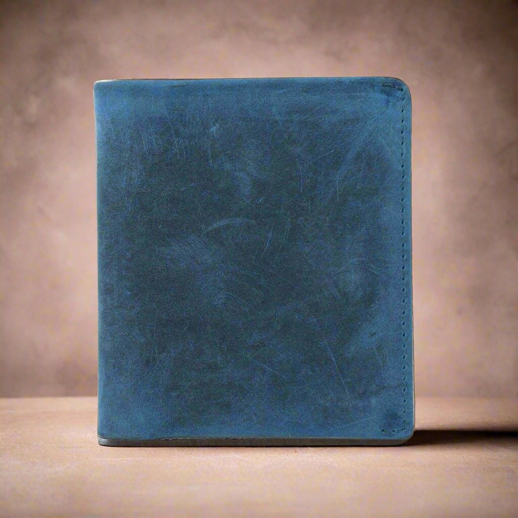Personalised Minimalist Leather Wallet- BLUE WALLET Hyde Mebourne   