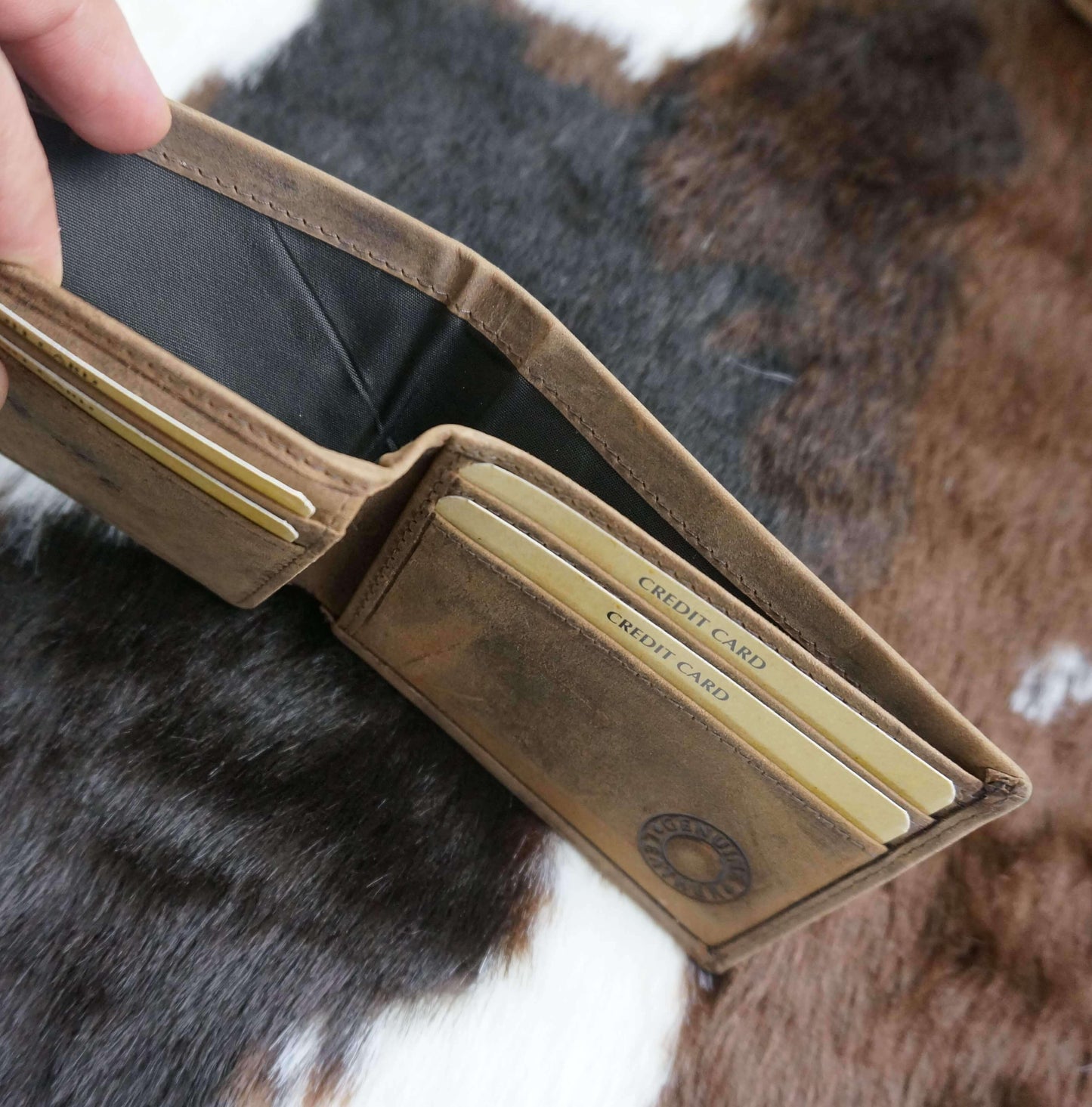 Personalised Slim Men Leather Wallet Tan - KALGHI WALLET Hyde Mebourne   