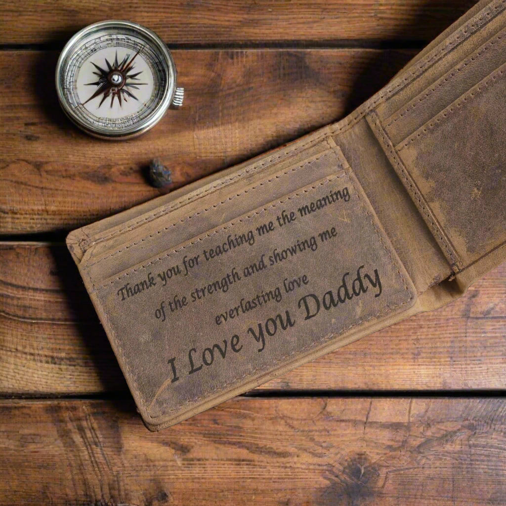 Personalised Slim Men Leather Wallet Tan - KALGHI WALLET Hyde Mebourne   