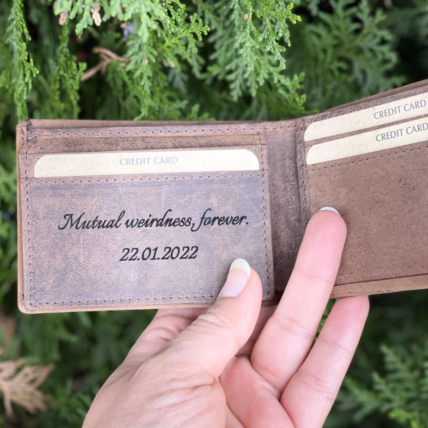 Personalised Slim Men Leather Wallet Tan - KALGHI WALLET Hyde Mebourne   