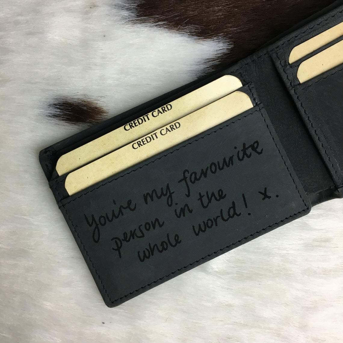 Rick Men's Black Leather Wallet with Personalised Handwriting - KALGHI - KALGHI LEATHER