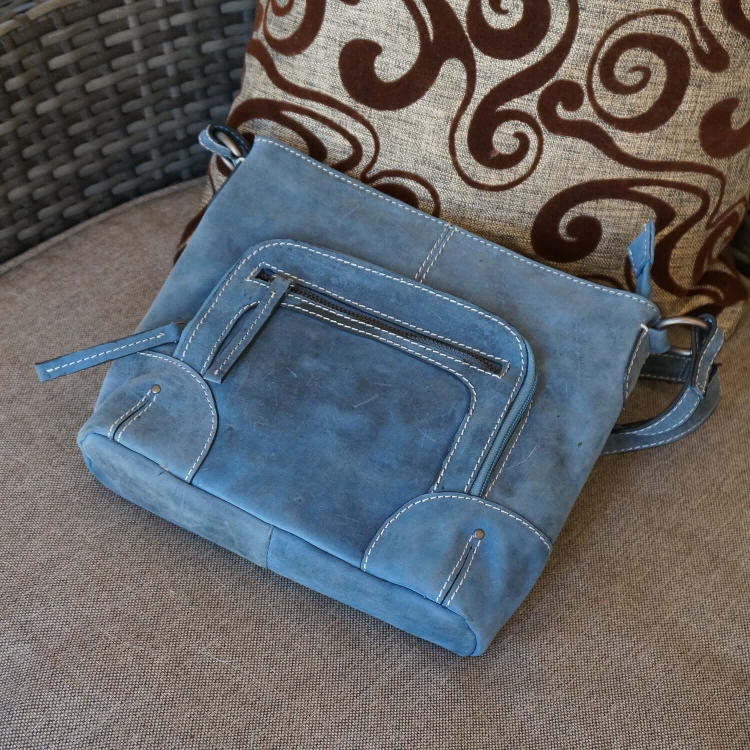 Stella Crossbody Bag, BLUE - KALGHI - KALGHI LEATHER