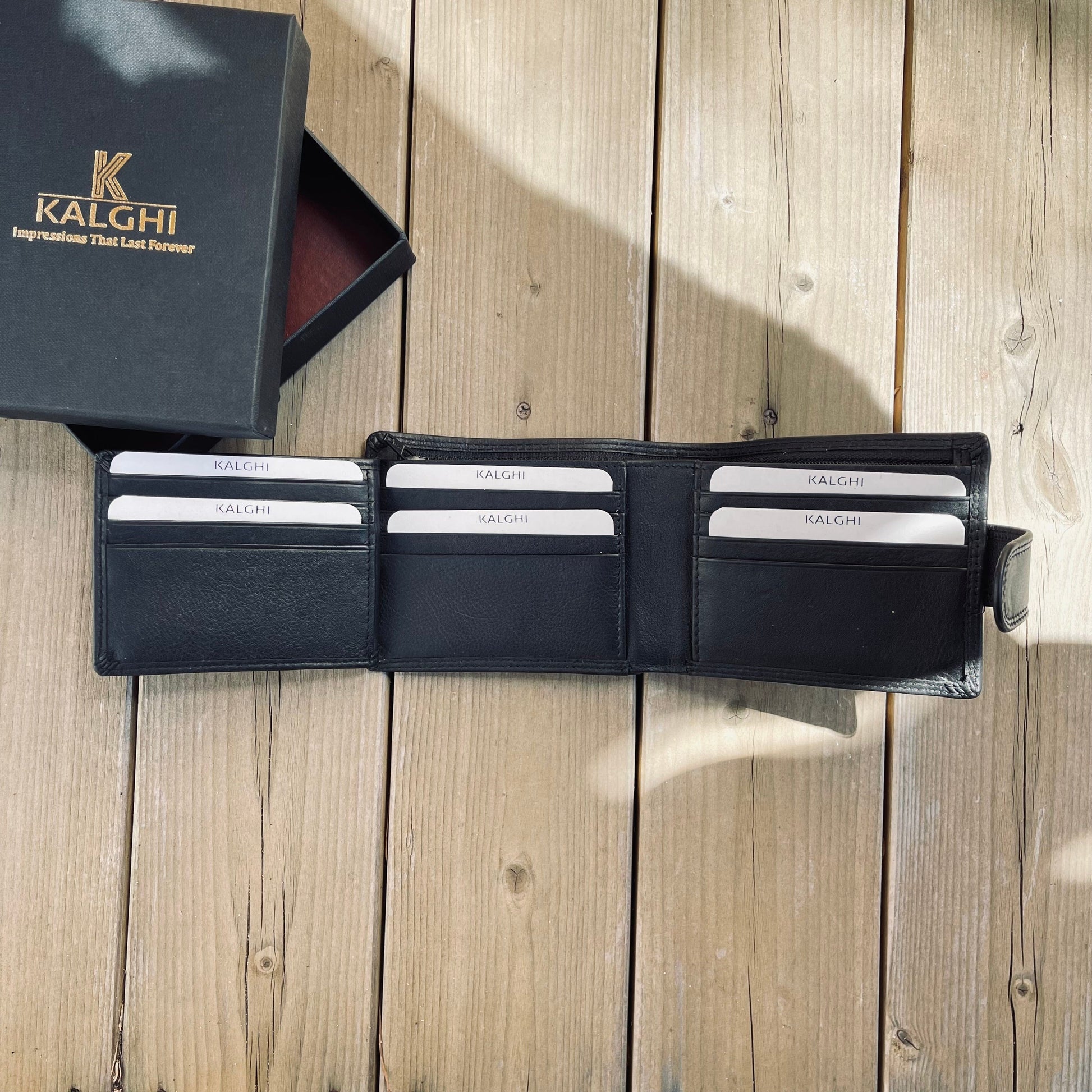 Eddie Men's Black Leather Wallet - KALGHI - KALGHI LEATHER