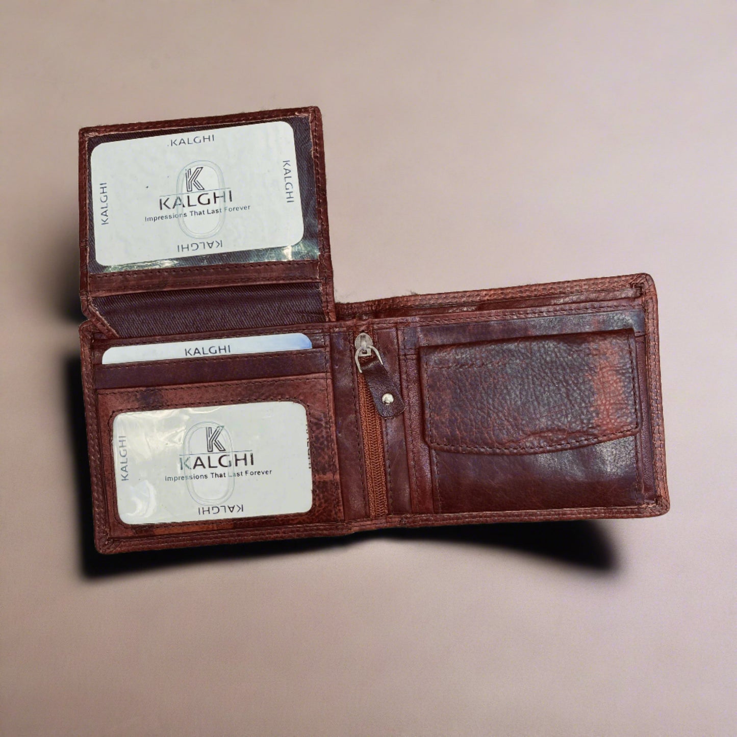 Kevin Men's Brown Leather Wallet, Personalised - KALGHI - KALGHI LEATHER