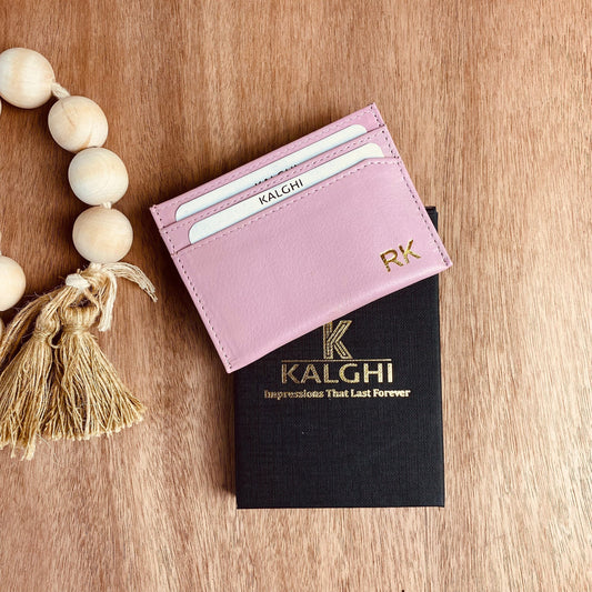 Pastel Pink CARD HOLDER Personalised - KALGHI - KALGHI LEATHER