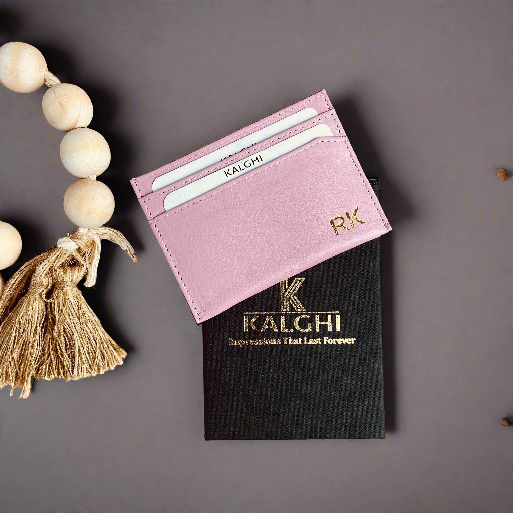 Pastel Pink CARD HOLDER Personalised - KALGHI - KALGHI LEATHER