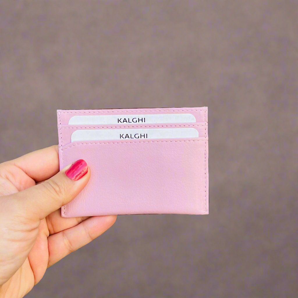 Pastel Pink CARD HOLDER Personalised - KALGHI - KALGHI LEATHER