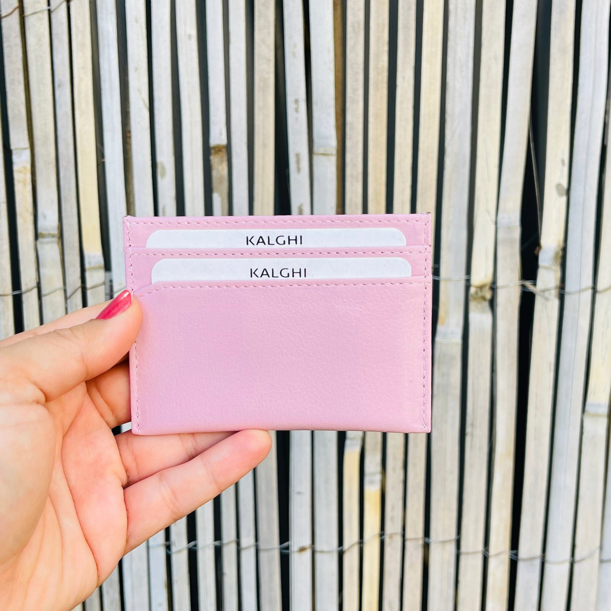 Pastel Pink CARD HOLDER Personalised - KALGHI - KALGHI LEATHER