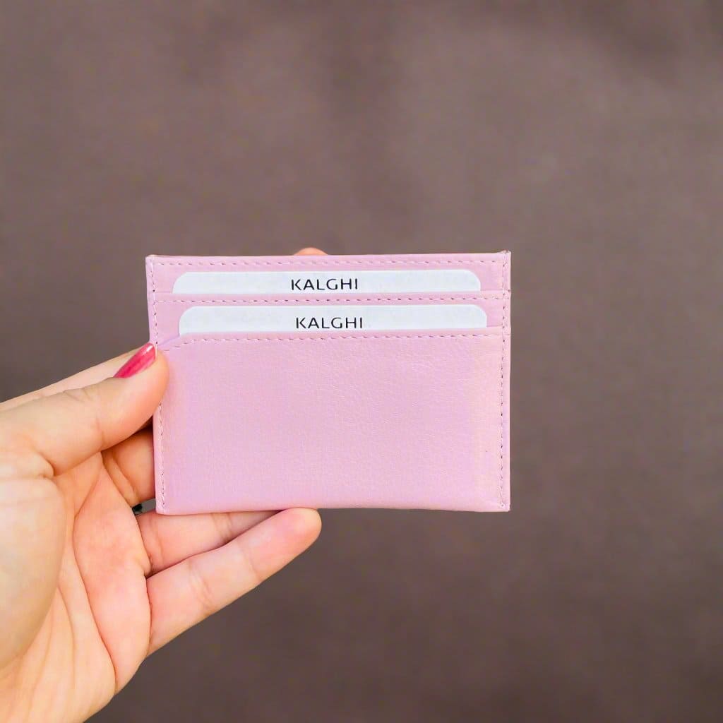 Pastel Pink CARD HOLDER Personalised - KALGHI - KALGHI LEATHER